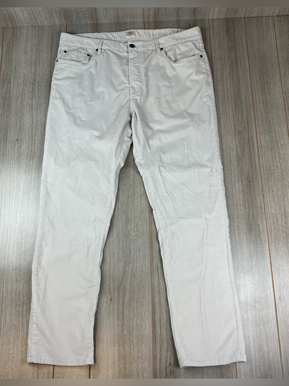 Faherty Corduroy 5 Pocket Pants 38x30 Straight Leg Light Light Khaki Stone Beige